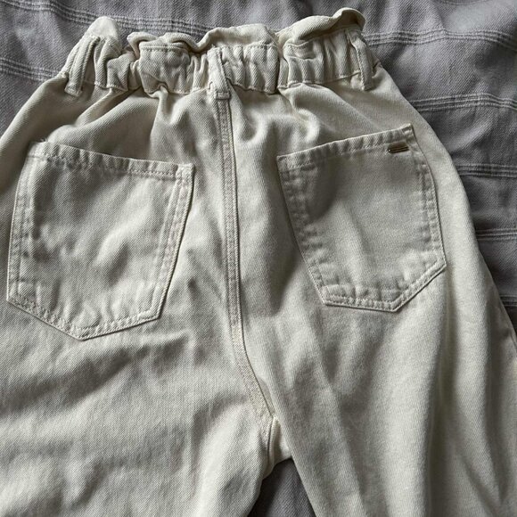 Zara Ivory Ecru Barrel Leg Paperbag Waist High Rise Sculptural Denim Jeans US 4 - Picture 11 of 12